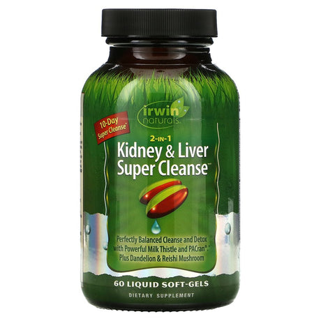 Irwin Naturals, 2 in 1 Kidney Liver Super Cleanse, 60 Liquid Soft-Gels