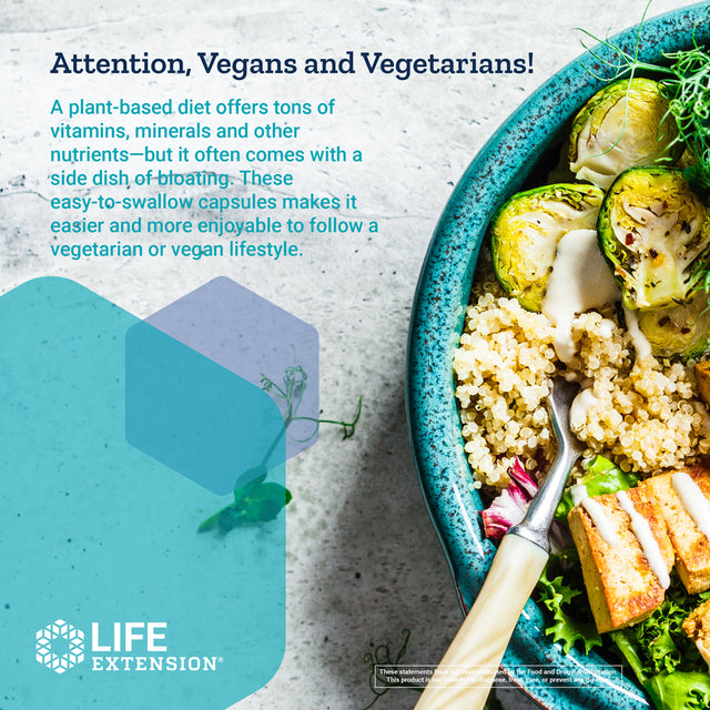 Life Extension Enhanced Super Digestive Enzymes - Supports Digestion & Comfort, Especially for Plant-Based Diets - Non-Gmo - 60 Vegetarian Capsules