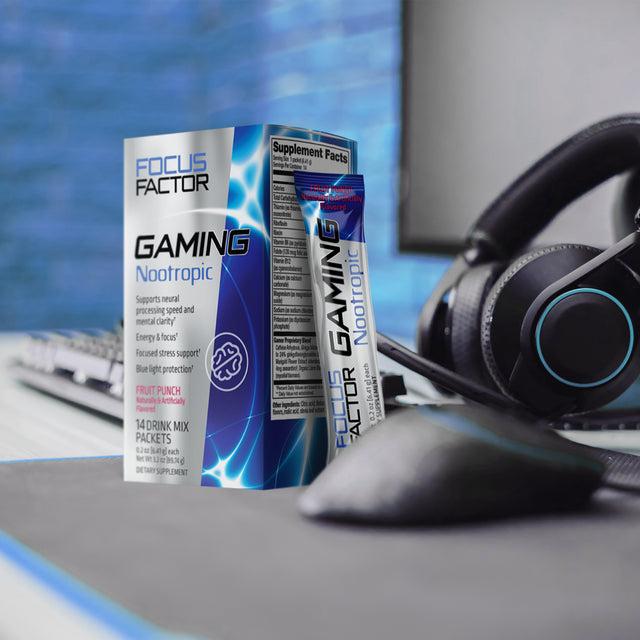 Focus Factor Gaming Nootropic Supplement for Energy, Focus & Blue Light Protection