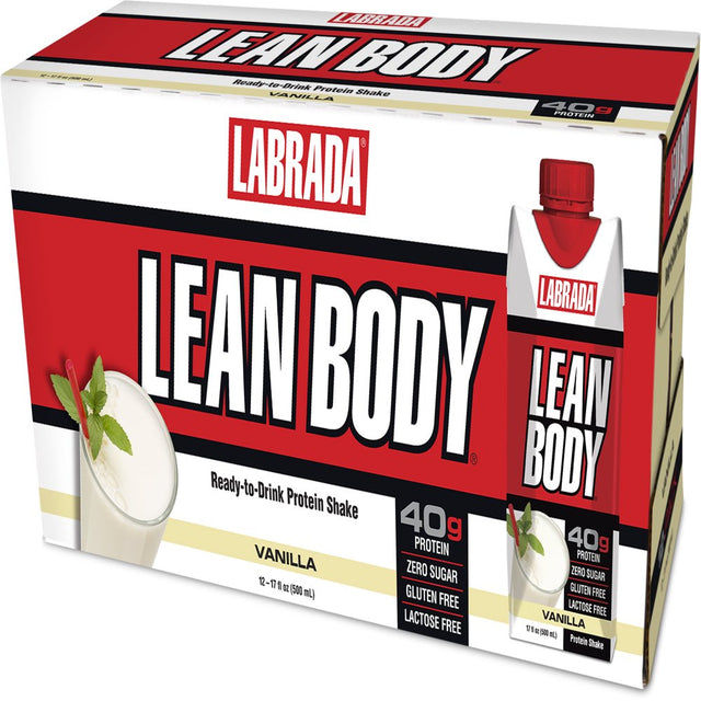 Labrada Lean Body Ready to Drink Protein Shakes, Vanilla, 40G Protein, 17 Fl Oz, 12 Ct