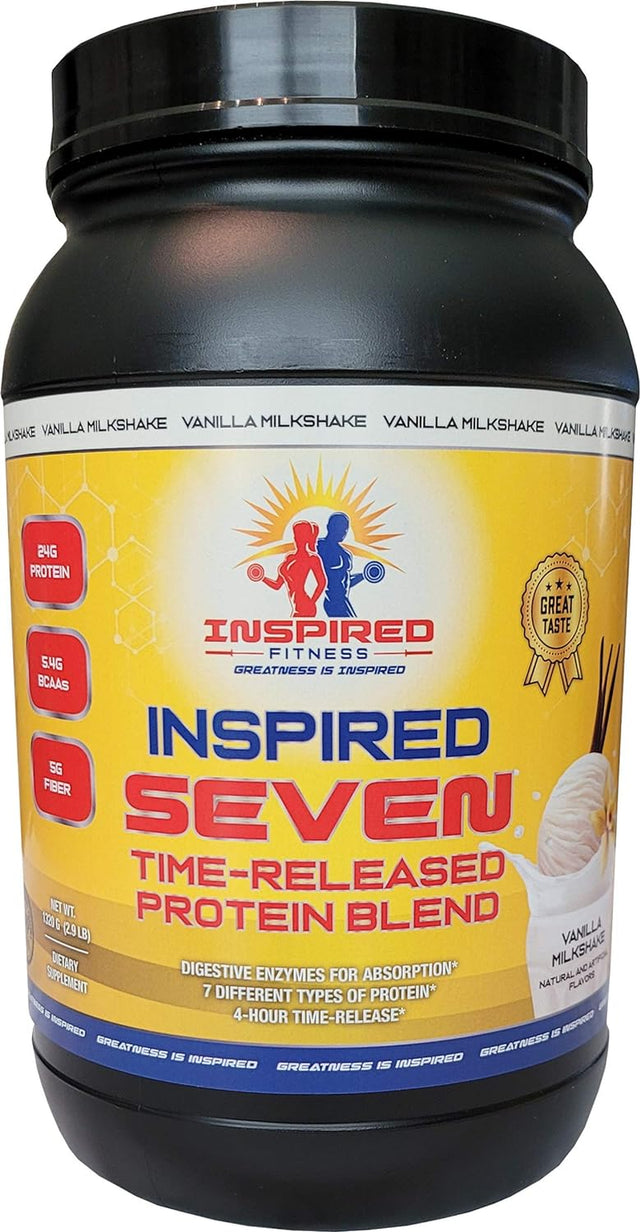 Inspired Seven Vanilla Time-Released Protein Blend, 2.9Lb, 24G Protein