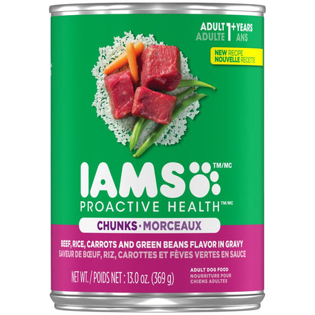 IAMS Proactive Health Beef, Rice, Carrots, and Green Beans Flavor Gravy Wet Dog Food, 13 Oz Can