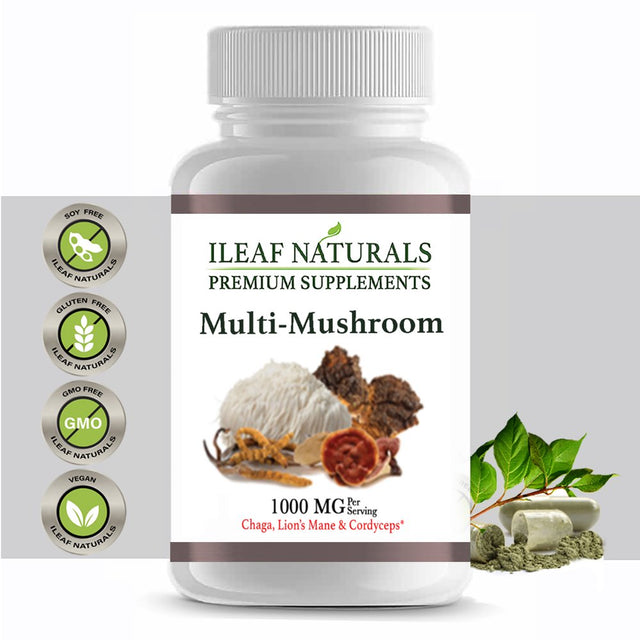 Ileaf Naturals Multi Mushroom Nootropic Blend - 60 Veggie Capsules