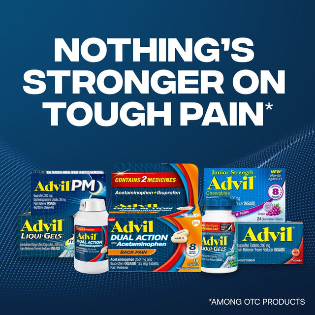 Advil Dual Action Back Pain Caplets Delivers 250Mg Ibuprofen and 500Mg Acetaminophen per Dose for 8 Hours of Back Pain Relief - 18 Count