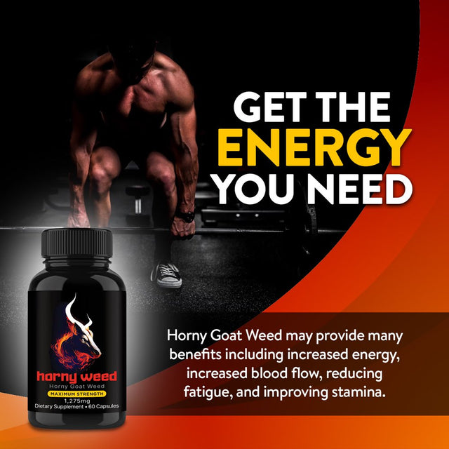 Horny Goat Weed, Men'S Performance Pills | 60Ct Testosterone Booster for Energy, Performance | Sexual Health Sexual Supplement, 3X Strength Sex Drive Pill