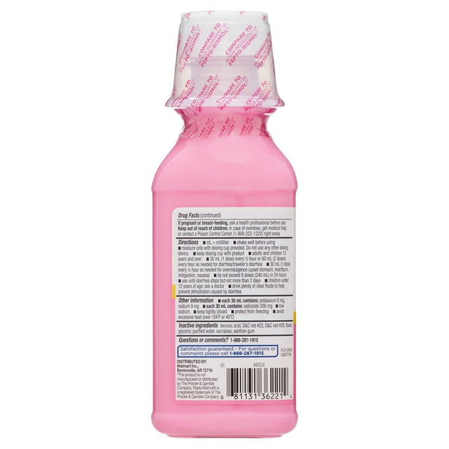 Equate Upset Stomach Relief Bismuth Liquid, Regular Strength, 8 Fl Oz