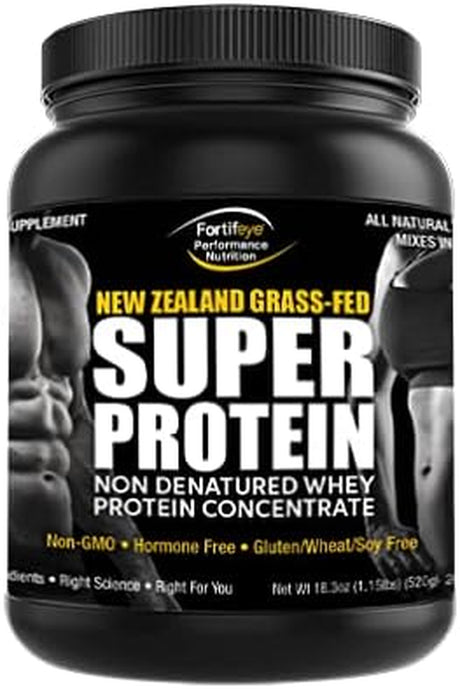 Fortifeye Super Protein New Zealand Grass Fed Whey Protein, Non Denatured, Vanilla, 1 Pack