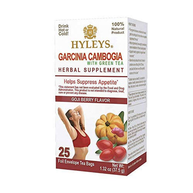 HYLEYS Tea Wellness Garcinia Cambogia Green Tea, Goji Berry, 25.0 Count