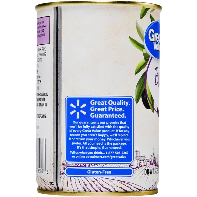 Great Value Jumbo Pitted Black Olives, 5.75 Oz