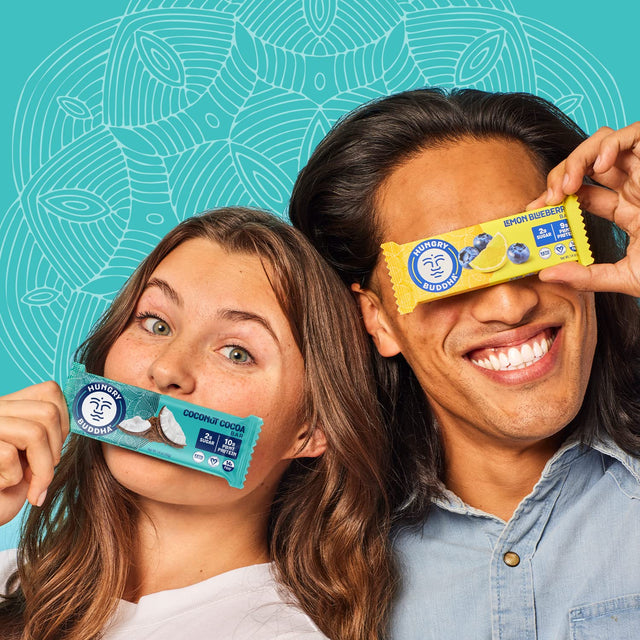 HUNGRY BUDDHA Bars - Plant Based Protein Bars - Vegan Nutrition Bars - Low Sugar Healthy Snacks - Gluten Free Snack Bars - Peanut Free - Protein Bar - Keto Bar - 12 Count [Coconut Cocoa ]