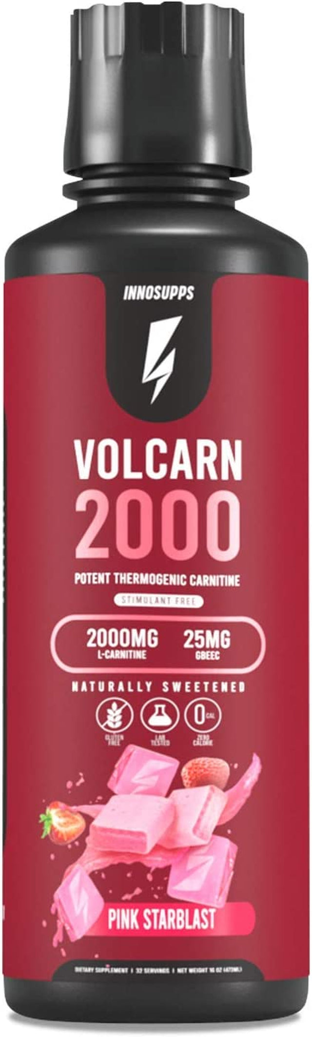 Innosupps Volcarn 2000 - Advanced Fat Burning Liquid | L-Carnitine,Gbeec, Boost Energy, ATP Enhancer | Caffeine Free, No Artificial Sweeteners | 32 Servings (Pink Starblast)
