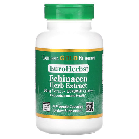 California Gold Nutrition Euroherbs, Echinacea Herb Extract, 80 Mg, 180 Veggie Capsules