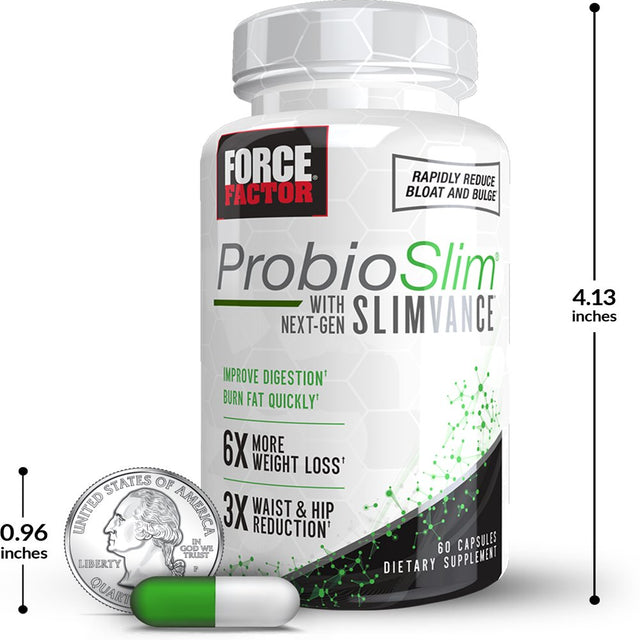 Force Factor Probioslim with Next-Gen SLIMVANCE Probiotic Fat Burner for Women and Men, 60 Capsules