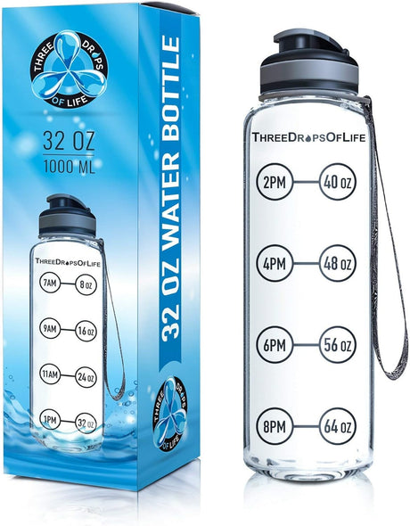 32Oz Hydration Tracking Water Bottles, Tritan BPA Free
