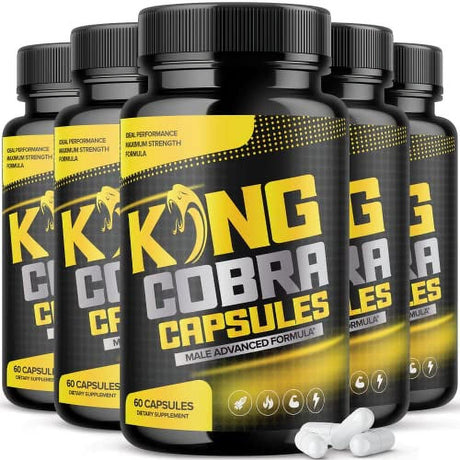 King Cobra Capsules Extra Strength Formula Health Supplement Pills for Men Women (5 Pack - 300 Capsules)
