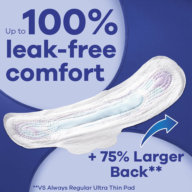 Always Ultra Thin Overnight Pads with Wings, Size 5, Extra Heavy Overnight Absorbency, 46 CT