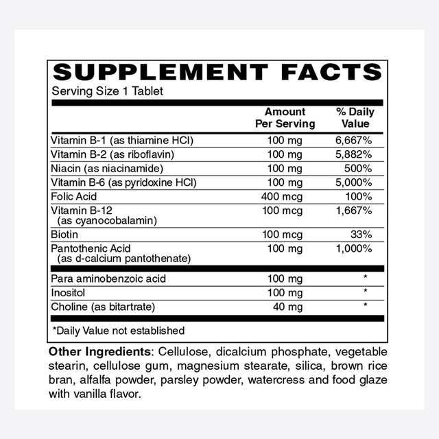 Holly Hill Health Foods, B Complex 100 Vegetarian Formula, 100 Tablets
