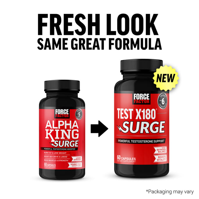 Force Factor Alpha King Surge Testosterone Booster and Fat Burner for Men, 60 Capsules