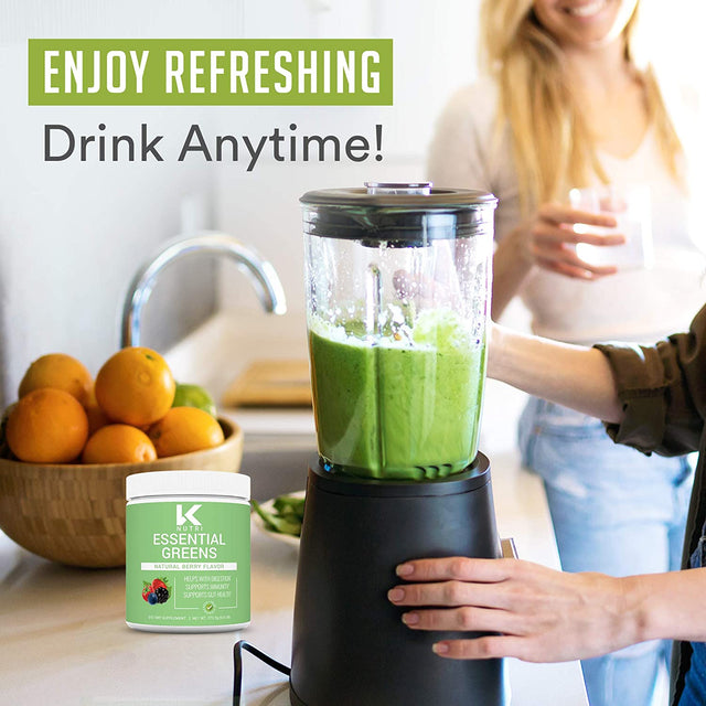 K Nutri Supergreens [30 Servings] Organic Superfood Powder - Fruit & Vegetable Blend Helps Detox, Immunity, Digestion, Energy, Gut Health - Naturally Flavored & Sweetened - Greens Supplements