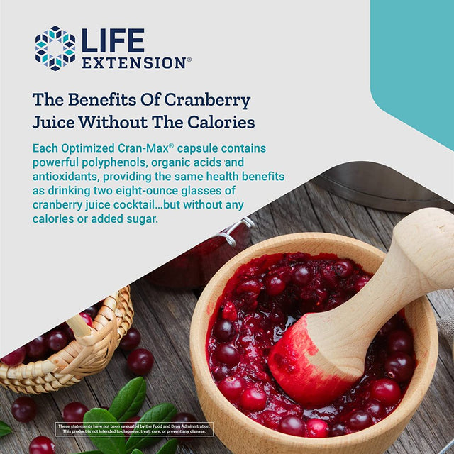 Life Extension Optimized Cran-Max with Utirose -- 60 Vegetarian Capsules