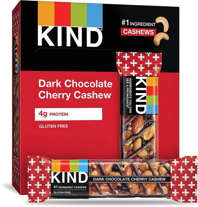 KIND Bars Honey Roasted Nuts & Sea Salt and Dark Chocolate Cherry Cashew Bars Bundle (12 Count)