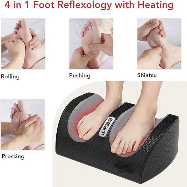 Hinzonek Foot Massager Machine Massage,Feet Massager, Chronic Nerve Pain Therapy Spa Gift Deep Kneading Rolling Massage for Leg Calf Ankle, Electric Shiatsu Foot Massager,Black