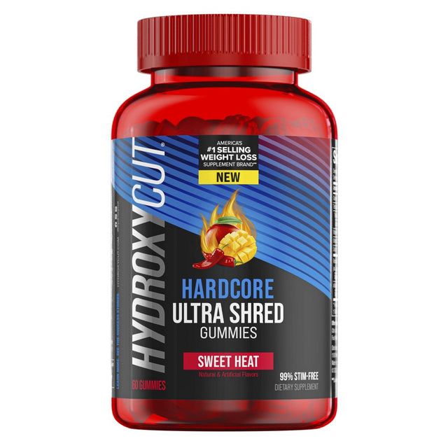 Hydroxycut Hardcore Ultra Shred Axivite Weight Loss Gummies, Thermogenic Supplement, Sweet Heat, 60 Ct