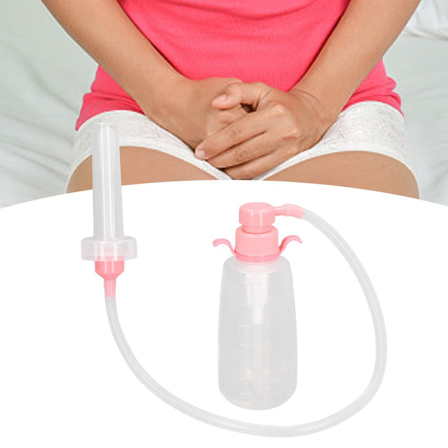 Vaginal Syringe Cleaner, Reusable Pink Vaginal Cleansing Douche Top Pressing for Puerpera Period
