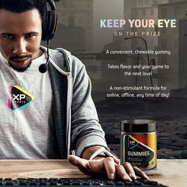 Gummies Enhanced Mental Clarity and Stress Tolerance + Eye Health Support Formulated for Esports Athletes, Gamers and Biohackers Sour Citrus Jujube, 80 Gummies (20 Servings)