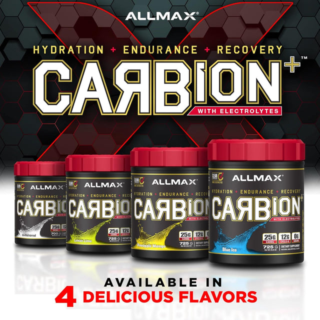 ALLMAX CARBION+, Unflavored - 700 G - High-Performance Training Fuel - Boosts Hydration, Performance & Recovery - with 25 G Carbs & Zero Sugar - 25 Servings