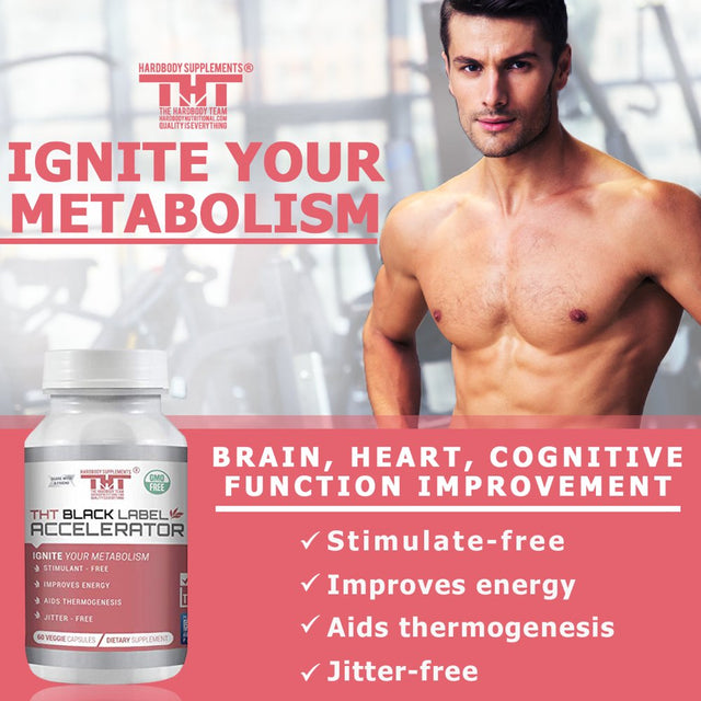 Hardbody Supplements Black Label Accelerator Diet Pills | Dietary Supplement for Weight Loss - 60 Veggie Capsules