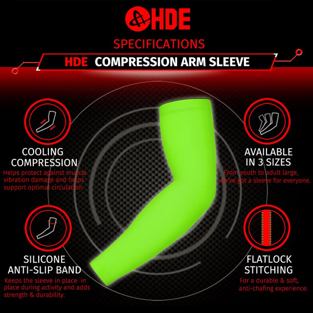 HDE Arm Compression Sleeves for Kids Youth Sports Basketball Shooting Action Green M - 2 Piece