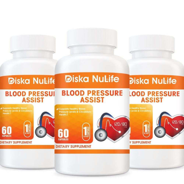 Diska Nulife Blood Pressure Assist | Support Healthy Blood Pressure Levels and Circulatory Health, Herbal Supplements - 60 Capsules