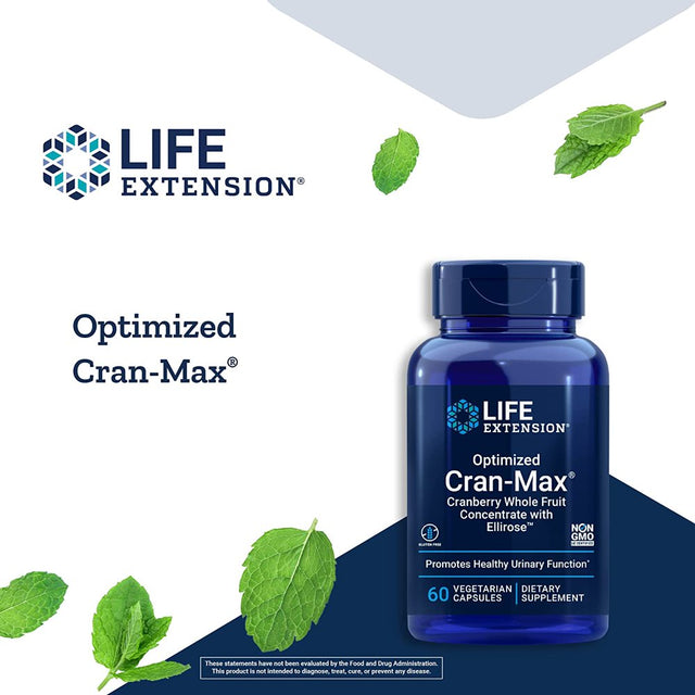 Life Extension Optimized Cran-Max with Utirose -- 60 Vegetarian Capsules