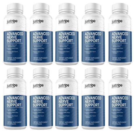 10 Pack Advanced Nerve Support by Just Ripe- 60 Capsules