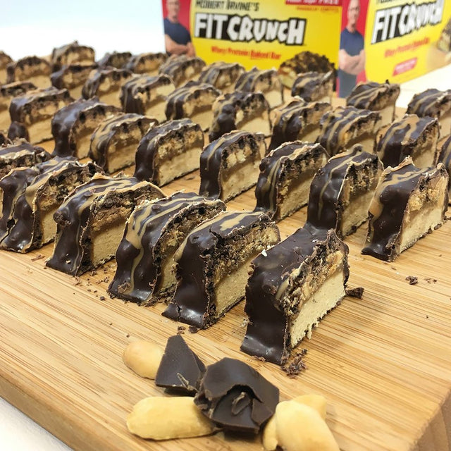 FITCRUNCH Snack Size Protein Bars, Designed by Robert Irvine, 6-Layer Baked Bar, 3G of Sugar & Soft Cake Core (18 Bars, Peanut Butter)