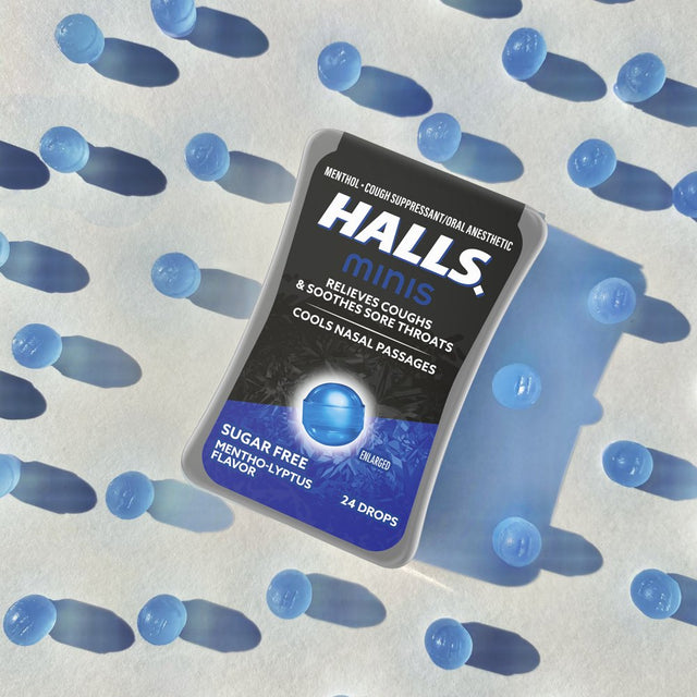 HALLS Minis Mentho-Lyptus Flavor Sugar Free Cough Drops, 24 Drops