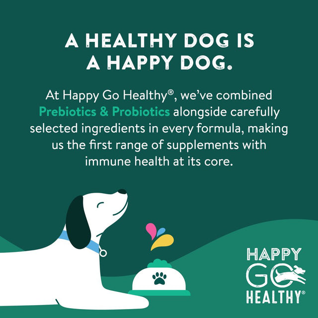 Happy Go Healthy Hip & Joint Supplements for Dogs | Probiotic & Prebiotic Benefits with Wild Salmon Omega 3S to Help Your Dog Reach New Heights | All Breeds and Sizes | 21 Count