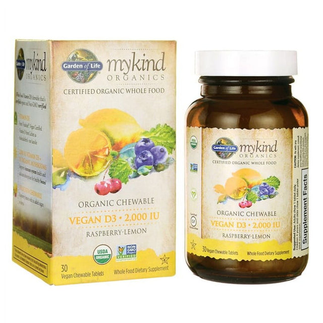 Garden of Life Mykind Organics 2000 IU Vegan D3, 30 Chewable Tablet