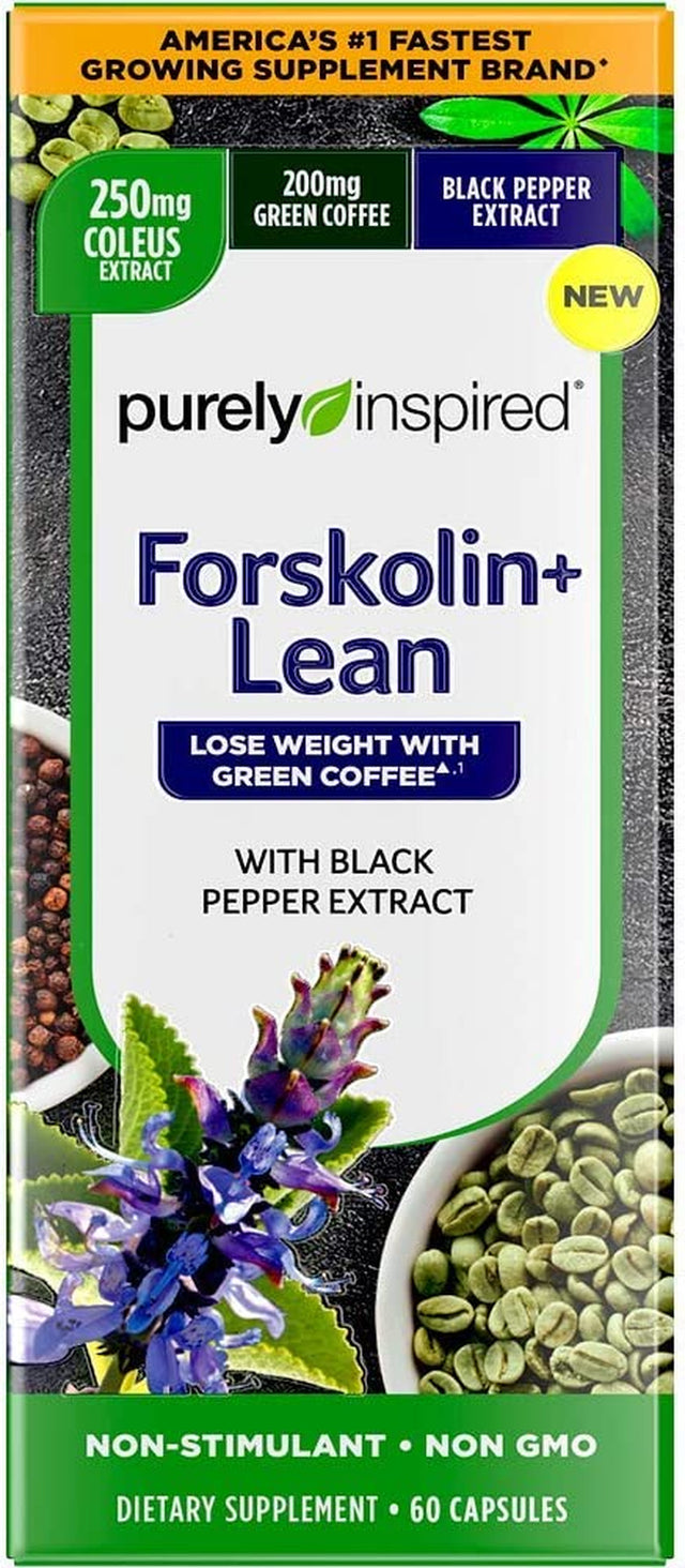 Forskolin for Weight Loss Purely Inspired Forskolin + Lean Lose Weight with Green Coffee Bean Extract Weight Loss Pills for Women & Men Weightloss Essentials Non-Stimulant, 60 Count