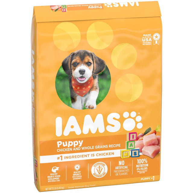 IAMS Proactive Health Chicken and Whole Grain Recipe Dry Dog Food for Puppies, 15 Lb Bag