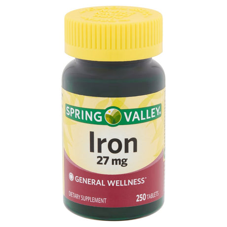 Spring Valley Iron Tablets, 27 Mg, 250 Count