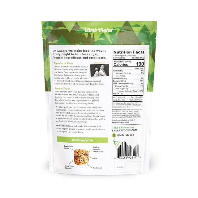 Ladera Protein Bites | Apple Cinnamon Protein Bites | Coated with Dried Apples, Ground Cinnamon to Bring Out the Iconic Flavor | Great Taste | High Protein Bite | 12G Protein | 8 Oz' for ASIN