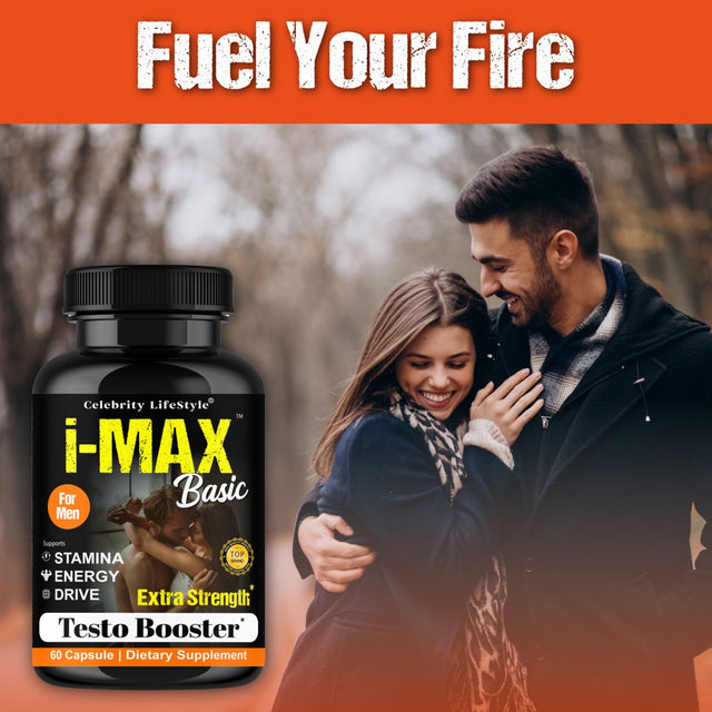 I-Max Basic Testosterone Booster Supplement for Men Support Healthy Libido, Natural Energy 60 Capsules