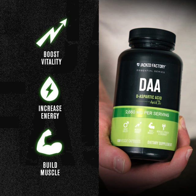 Jacked Factory DAA D Aspartic Acid Supplement - Fortified with Astragin for Enhanced Absorption, Zero Artificial Fillers - 120 Veggie Capsule Pills