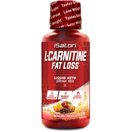 Isatori L-Concentrated Liquid Fat Burner and Metabolism Activator - Fat Loss Fr Health and Fitness - Keto Friendly Weight Loss - Stimulant Free - Malibu Beach 1500Mg (24 Servings)