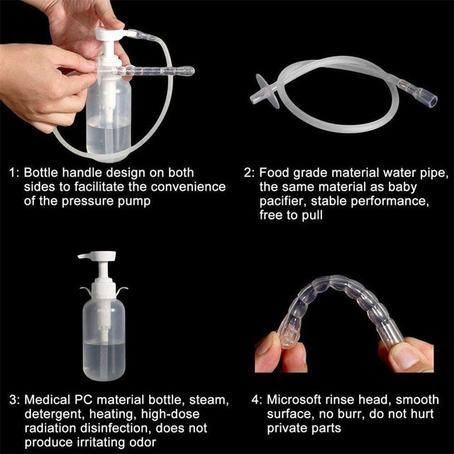 Jiarui 300Ml/10.1Oz Vaginal Cleaner Anal Douche for Women 3 Nozzle Tips Reusable Manual Pressure Enemas