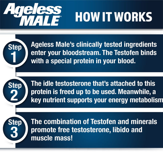Ageless Male Free Testosterone Booster Tablets for Men, 60 Count