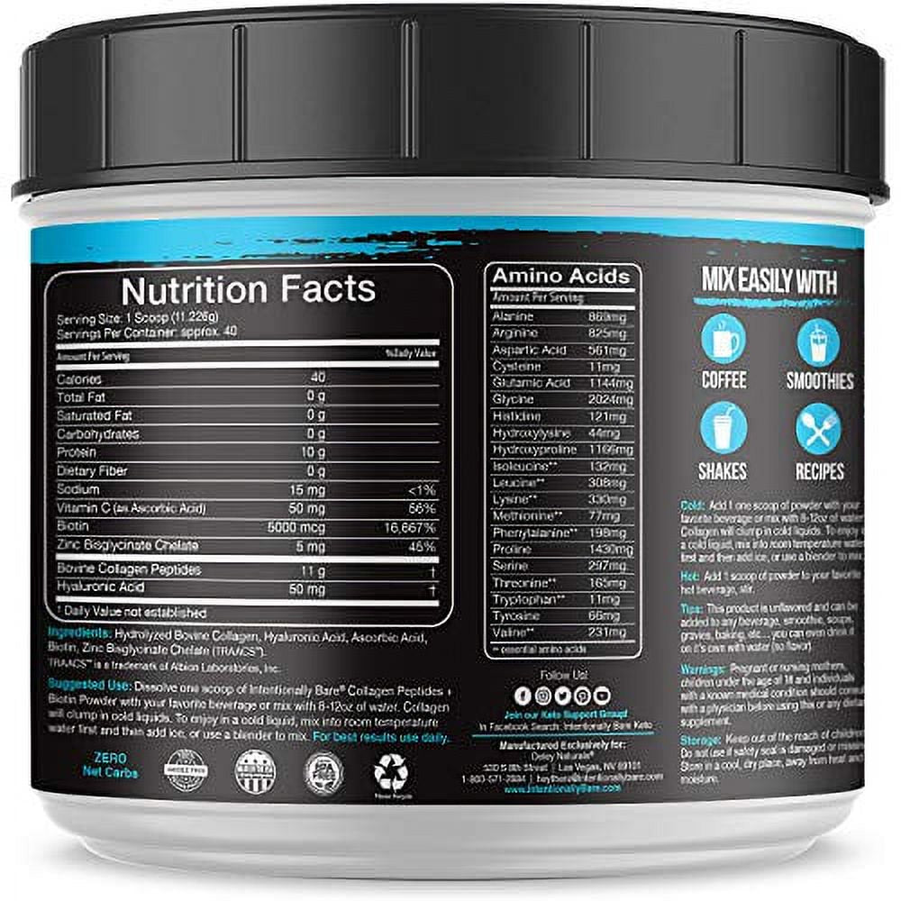 Collagen Peptides - Biotin, Hyaluronic Acid - 40 Servings