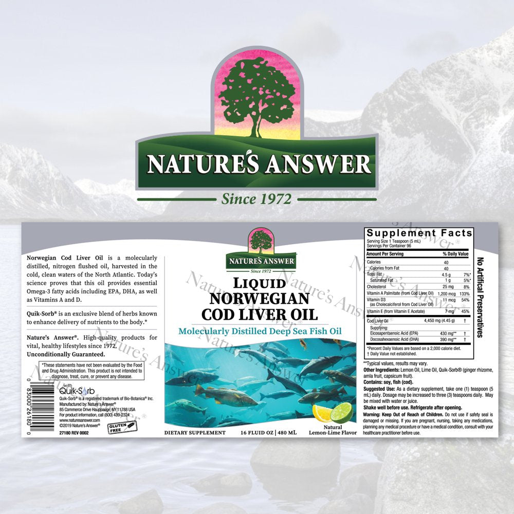 Kenny Cod Liquid Cod Liver Oil Liquid 16oz - Nature's Answer